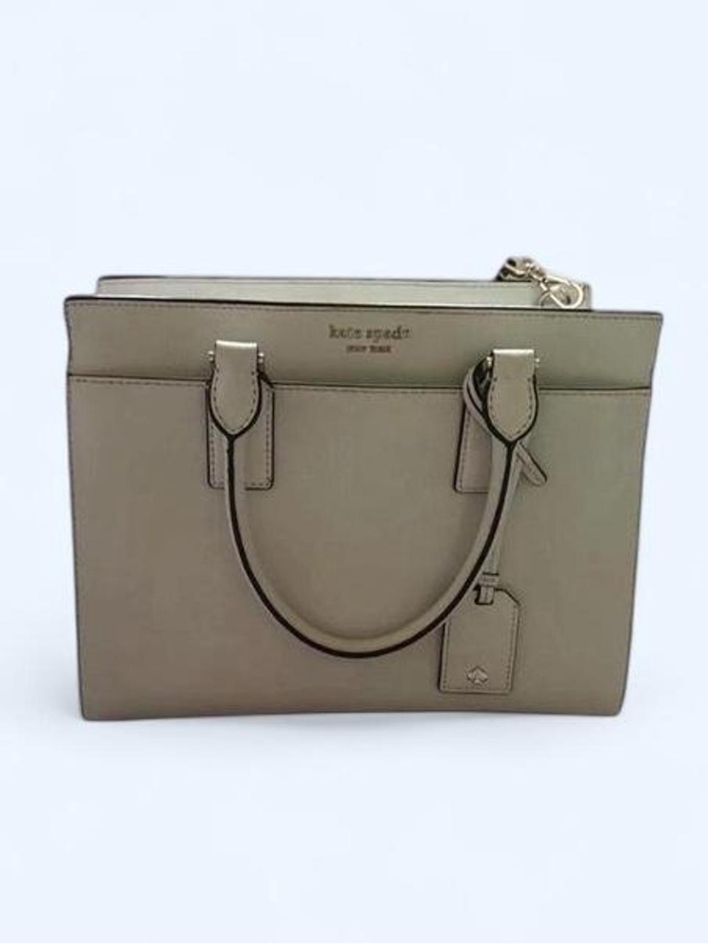 kate spade taupe satchel with top handles